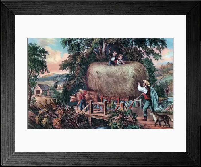 Framed Print : Haying Time, The Last Load, 1868. Artist: Currier and Ives Framed Print : Haying Time, The Last Load, 1868. Artist: Currier and Ives
