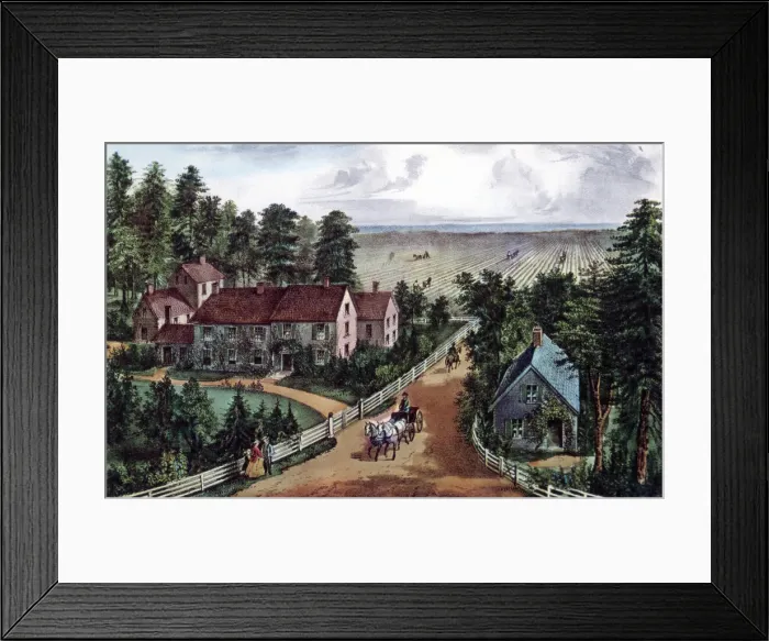 Framed Print : The Western Farmers Home, 1871. Artist: Currier and Ives Framed Print : The Western Farmers Home, 1871. Artist: Currier and Ives