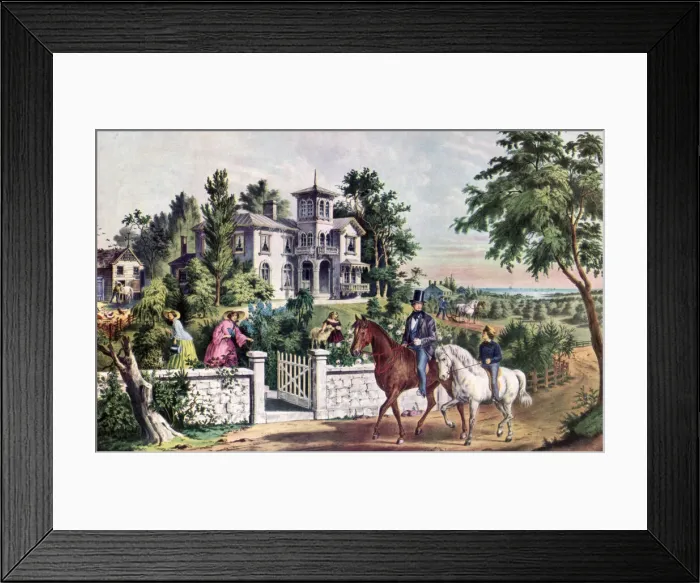 Framed Print : American Country Life, May Morning, 1855. Artist: Currier and Ives Framed Print : American Country Life, May Morning, 1855. Artist: Currier and Ives