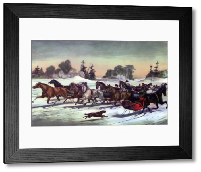 Framed Print : Trotting Cracks on the Snow, 1858. Artist: Currier and Ives Framed Print : Trotting Cracks on the Snow, 1858. Artist: Currier and Ives
