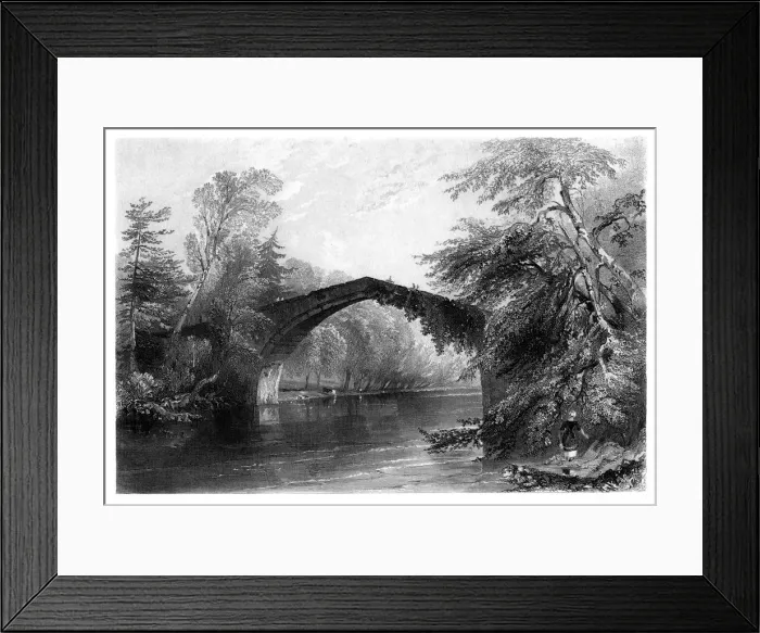 Framed Print : The Bridge of Doon, Ayrshire, 1838. Artist: GK Richards Framed Print : The Bridge of Doon, Ayrshire, 1838. Artist: GK Richards
