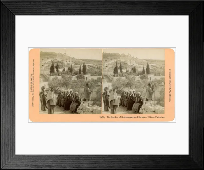 Framed Print : The garden of Gethsemane and the Mount of Olives, Palestine, 1898. Artist: BW Kilburn Framed Print : The garden of Gethsemane and the Mount of Olives, Palestine, 1898. Artist: BW Kilburn