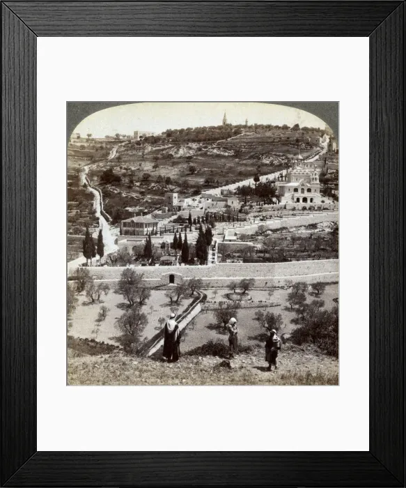 Framed Print : The Garden of Gethsemane and the Mount of Olives, Palestine, 1908. Artist: Underwood & Underwood Framed Print : The Garden of Gethsemane and the Mount of Olives, Palestine, 1908. Artist: Underwood & Underwood