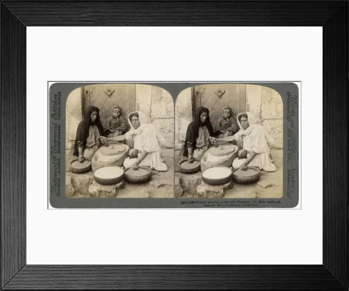 Framed Print : Women grinding at the mill, Palestine, 1900. Artist: Underwood & Underwood Framed Print : Women grinding at the mill, Palestine, 1900. Artist: Underwood & Underwood