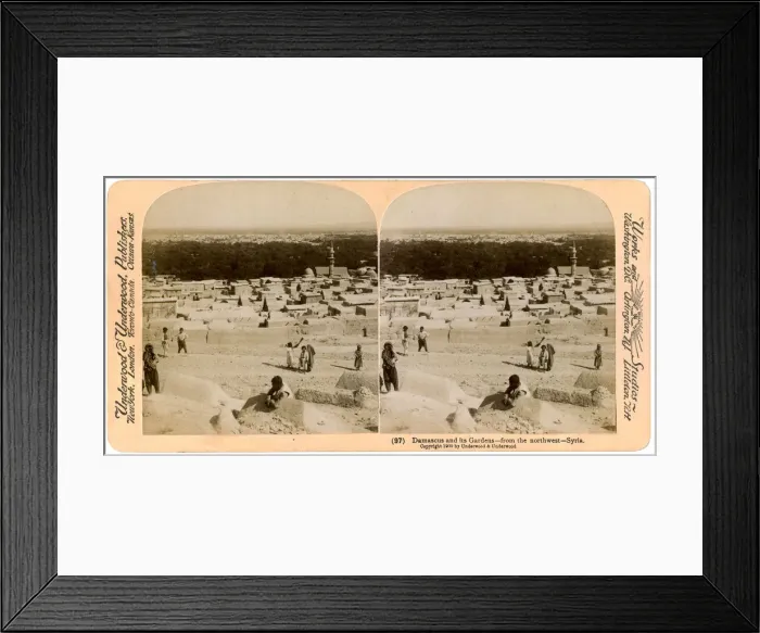 Framed Print : Damascus and its gardens, as seen from the north-west, Syria, 1900. Artist: Underwood & Underwood Framed Print : Damascus and its gardens, as seen from the north-west, Syria, 1900. Artist: Underwood & Underwood
