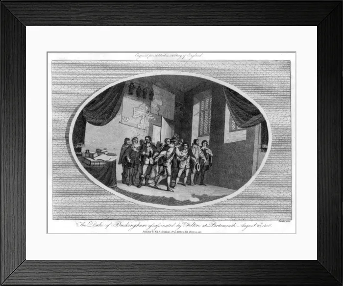 Framed Print : The Duke of Buckingham stabbed to death by John Felton, 23rd August 1628, (1792). Artist: Saunders Framed Print : The Duke of Buckingham stabbed to death by John Felton, 23rd August 1628, (1792). Artist: Saunders