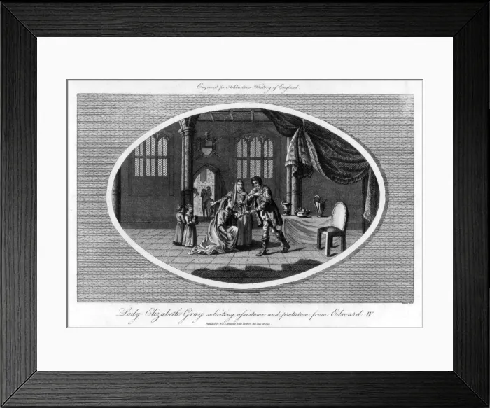 Framed Print : Lady Elizabeth Grey soliciting assistance and protection from Edward IV, (1793). Artist: Warren Framed Print : Lady Elizabeth Grey soliciting assistance and protection from Edward IV, (1793). Artist: Warren