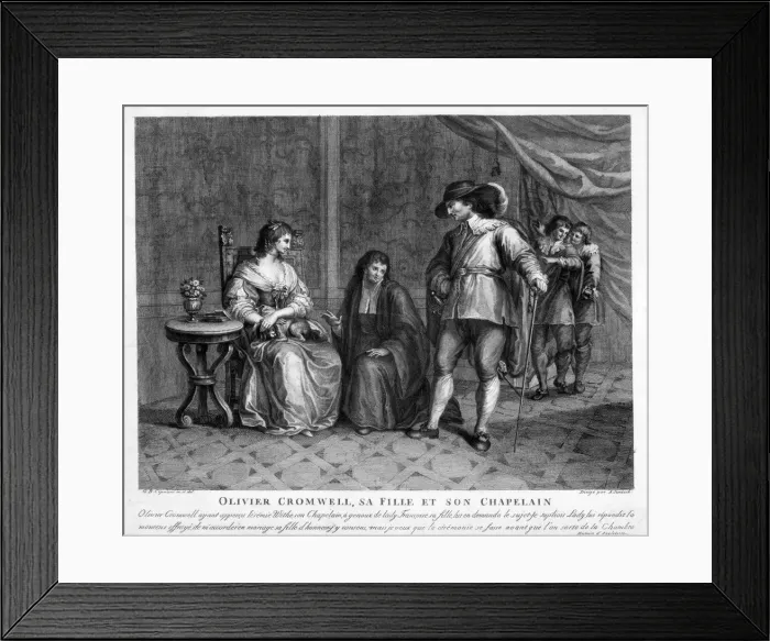 Framed Print : Oliver Cromwell, his daughter and his chaplain, 17th century. Artist: A Suntach Framed Print : Oliver Cromwell, his daughter and his chaplain, 17th century. Artist: A Suntach