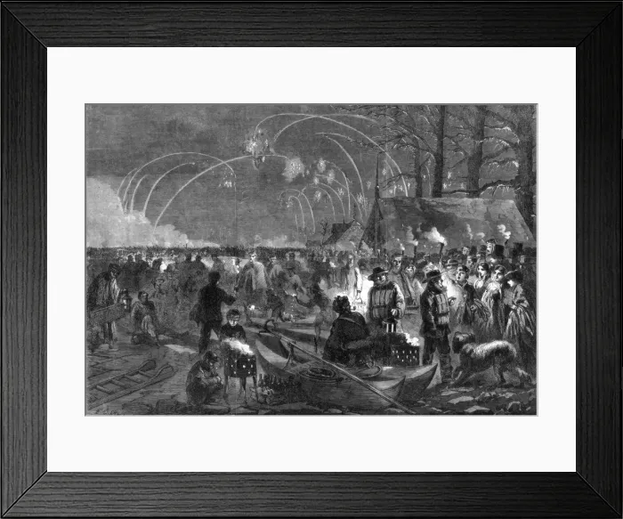 Framed Print : Night secene on the Serpentine, London, 19th century Framed Print : Night secene on the Serpentine, London, 19th century