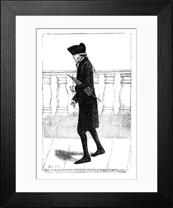 Framed Print : A man walking with an umbrella under his arm, 1784 Framed Print : A man walking with an umbrella under his arm, 1784