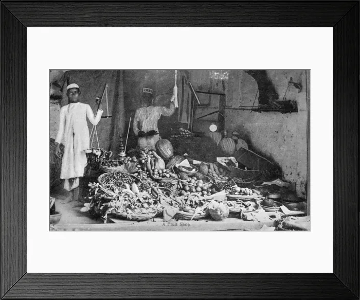 Framed Print : Fruit shop, India, early 20th century Framed Print : Fruit shop, India, early 20th century