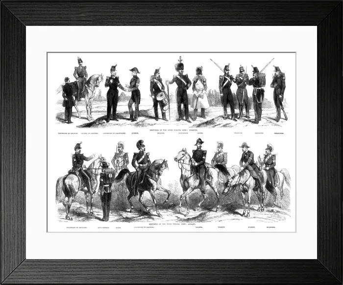 Framed Print : Costumes of the Swiss Federal Army, 1857 Framed Print : Costumes of the Swiss Federal Army, 1857