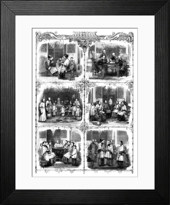 Framed Print : Domestic Life in China, 1861. Artist: W Thomas Framed Print : Domestic Life in China, 1861. Artist: W Thomas