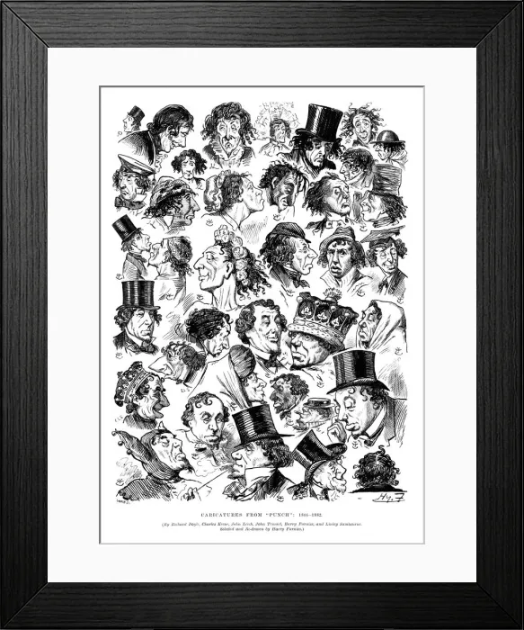 Framed Print : Caricatures from Punch, 1844-1882. Artist: Swain