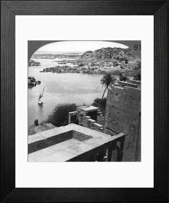 Framed Print : The Aswan dam as seen from the Philae temple, Egypt, 1905. Artist: Underwood & Underwood Framed Print : The Aswan dam as seen from the Philae temple, Egypt, 1905. Artist: Underwood & Underwood