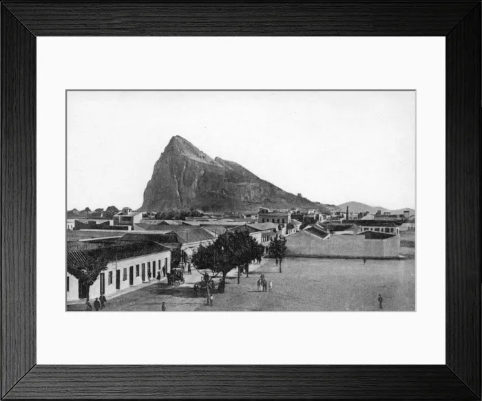 Framed Print : The Rock of Gibraltar from La Linea Bull Ring, Spain, early 20th century. Artist: VB Cumbo Framed Print : The Rock of Gibraltar from La Linea Bull Ring, Spain, early 20th century. Artist: VB Cumbo