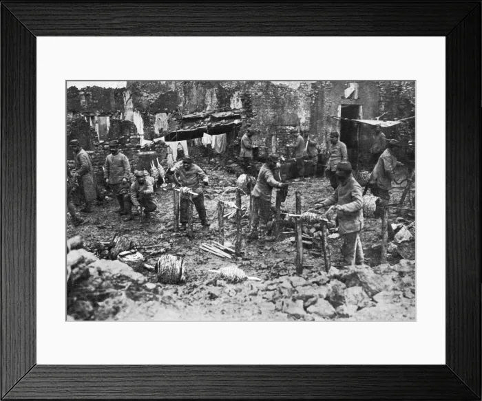 Framed Print : Barbed wire spooling, the defence of Verdun, France, First World War, 1916, (c1920) Framed Print : Barbed wire spooling, the defence of Verdun, France, First World War, 1916, (c1920)