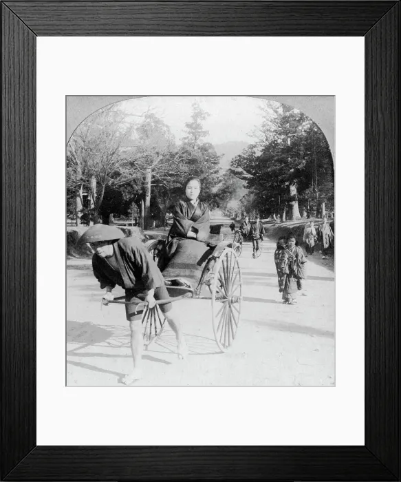 Framed Print : Taking a spin through the park at Nara, Japan, 1901 Framed Print : Taking a spin through the park at Nara, Japan, 1901