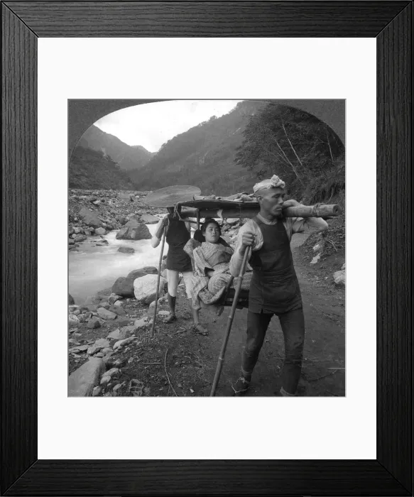 Framed Print : A Japanese kago, occupant and carriers, Japan, 1905. Artist: BL Singley Framed Print : A Japanese kago, occupant and carriers, Japan, 1905. Artist: BL Singley