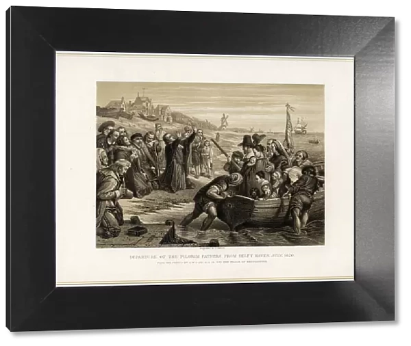 Departure of the Pilgrim Fathers from Delft Haven, July 1620, (19th century). Artist: T Bauer