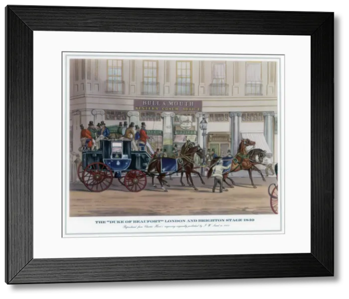 Framed Print : The Duke of Beaufort London and Brighton Stage, 1840, (1841). Artist: JW Land Framed Print : The Duke of Beaufort London and Brighton Stage, 1840, (1841). Artist: JW Land