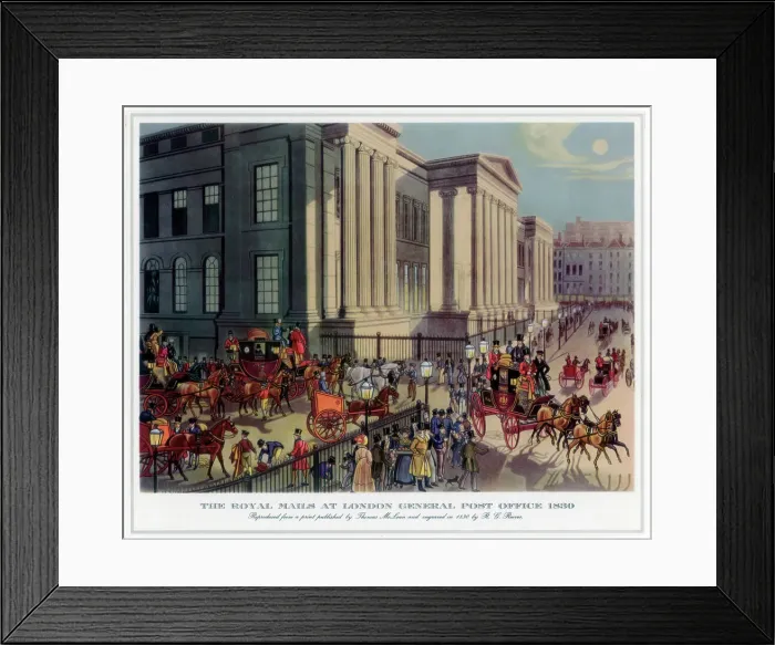 Framed Print : The Royal Mails at London General Post Office, 1830. Artist: R Reeves Framed Print : The Royal Mails at London General Post Office, 1830. Artist: R Reeves