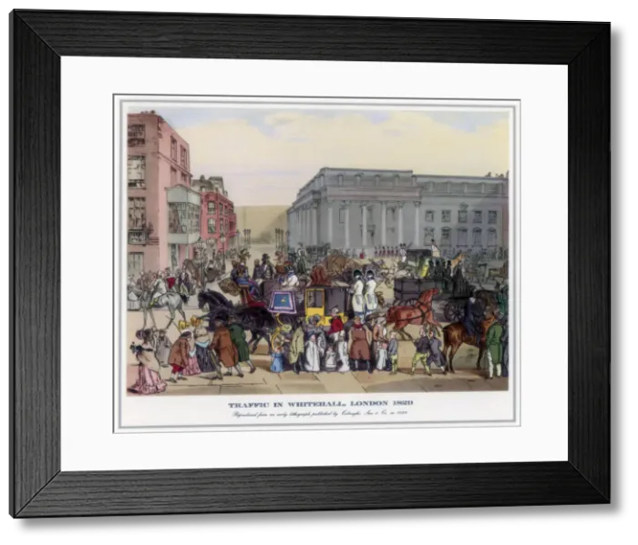 Framed Print : Traffic in Whitehall, London, 1829 Framed Print : Traffic in Whitehall, London, 1829