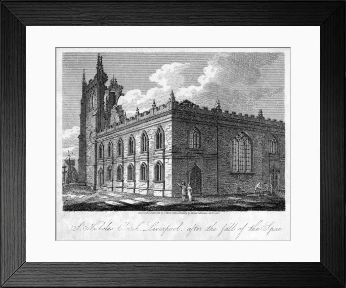 Framed Print : St Nicholas Church, Liverpool, Merseyside, 1812. Artist: James Sargant Storer Framed Print : St Nicholas Church, Liverpool, Merseyside, 1812. Artist: James Sargant Storer