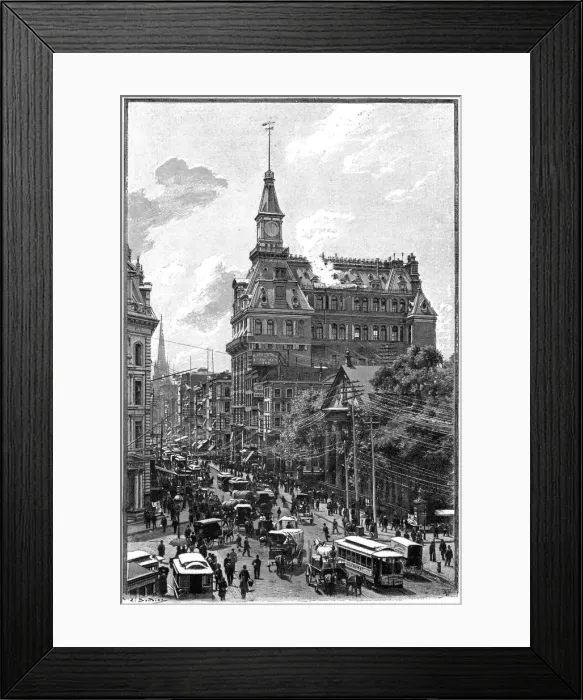 Framed Print : The Western Union Telegraph Companys buildings, Broadway and Dey Street, New York, 1892. Artist: Boudier Framed Print : The Western Union Telegraph Companys buildings, Broadway and Dey Street, New York, 1892. Artist: Boudier