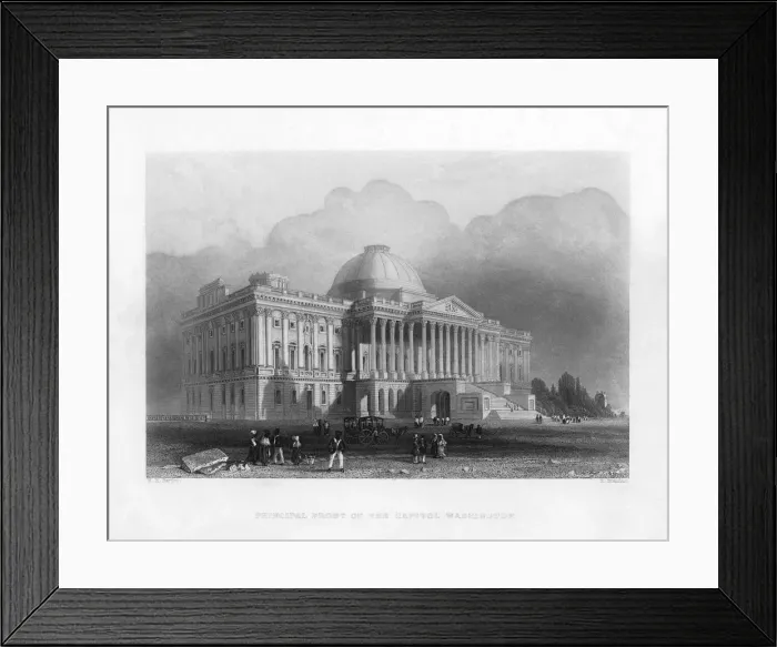 Framed Print : Principal front of the Capitol, Washington, c1820Artist: R Brandard Framed Print : Principal front of the Capitol, Washington, c1820Artist: R Brandard
