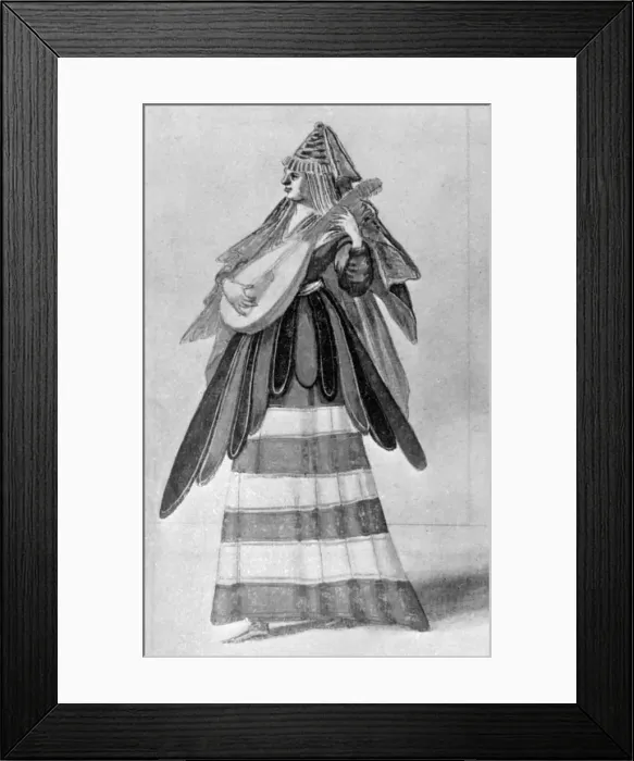 Framed Print : A woman playing a stringed instrument, early 17th century (1926). Artist: Daniel Rebel Framed Print : A woman playing a stringed instrument, early 17th century (1926). Artist: Daniel Rebel