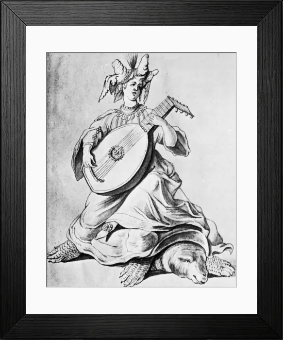 Framed Print : A woman playing a stringed instrument, early 17th century (1926) Framed Print : A woman playing a stringed instrument, early 17th century (1926)