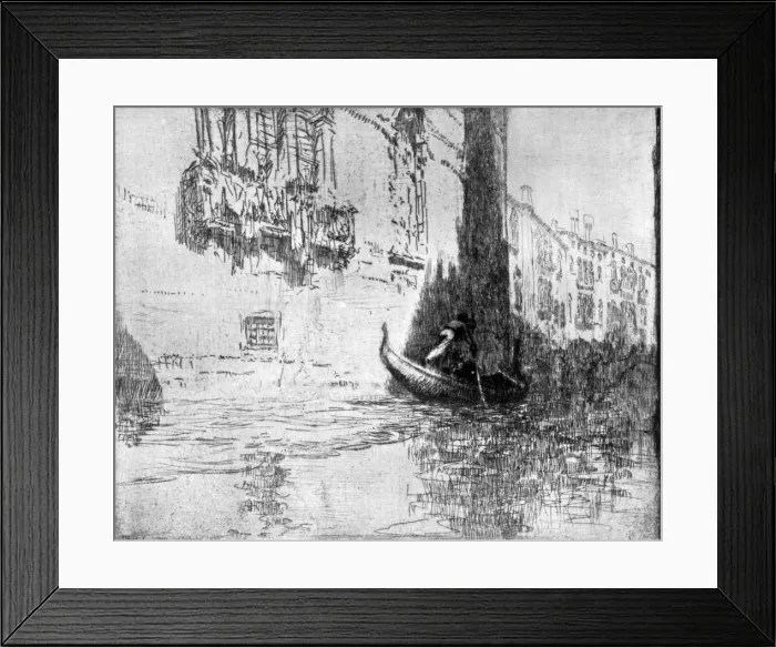 Framed Print : The Passing Gondola, 1926. Artist: James McBey Framed Print : The Passing Gondola, 1926. Artist: James McBey