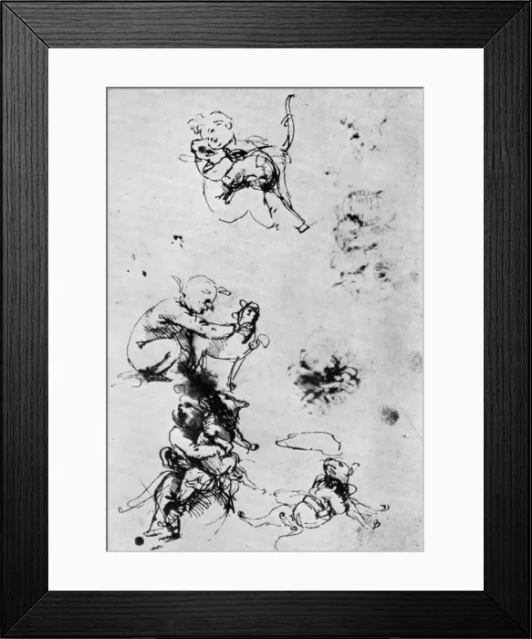 Framed Print : Studies for a Madonna Del Gatto, 15th century (1930). Artist: Leonardo da Vinci Framed Print : Studies for a Madonna Del Gatto, 15th century (1930). Artist: Leonardo da Vinci