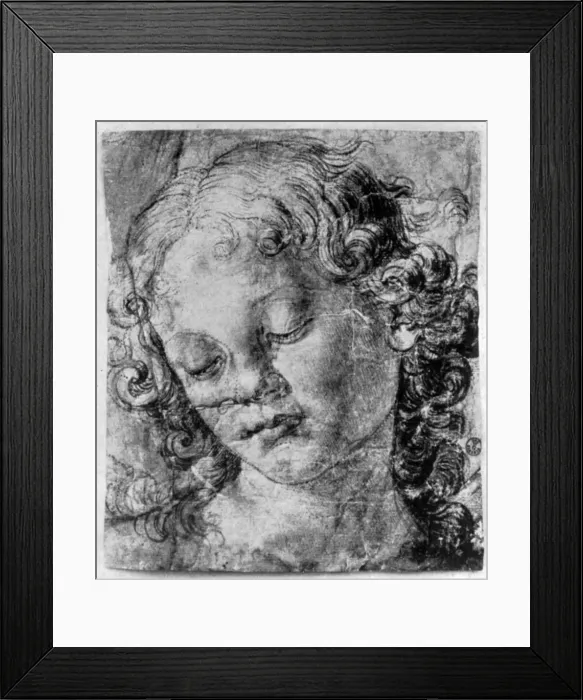 Framed Print : The head of an angel, 15th century (1930). Artist: Andrea del Verrocchio Framed Print : The head of an angel, 15th century (1930). Artist: Andrea del Verrocchio