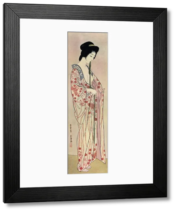 Framed Print : A Japanese woman wearing a nagajuban, 1920 (1930). Artist: Hashiguchi Goyo Framed Print : A Japanese woman wearing a nagajuban, 1920 (1930). Artist: Hashiguchi Goyo