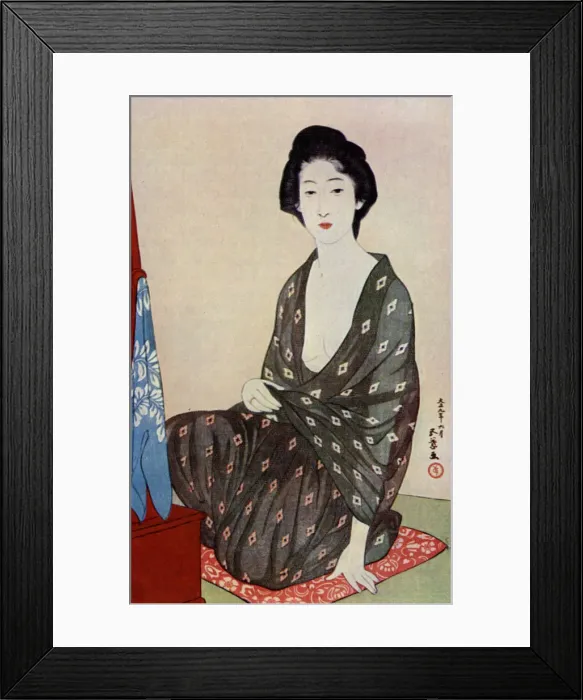 Framed Print : A Japanese woman wearing summer clothes, 1920 (1930). Artist: Hashiguchi Goyo Framed Print : A Japanese woman wearing summer clothes, 1920 (1930). Artist: Hashiguchi Goyo