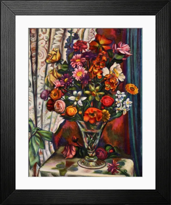 Framed Print : Still life of flowers in a silver vase, 1930. Artist: Mark Gertler Framed Print : Still life of flowers in a silver vase, 1930. Artist: Mark Gertler