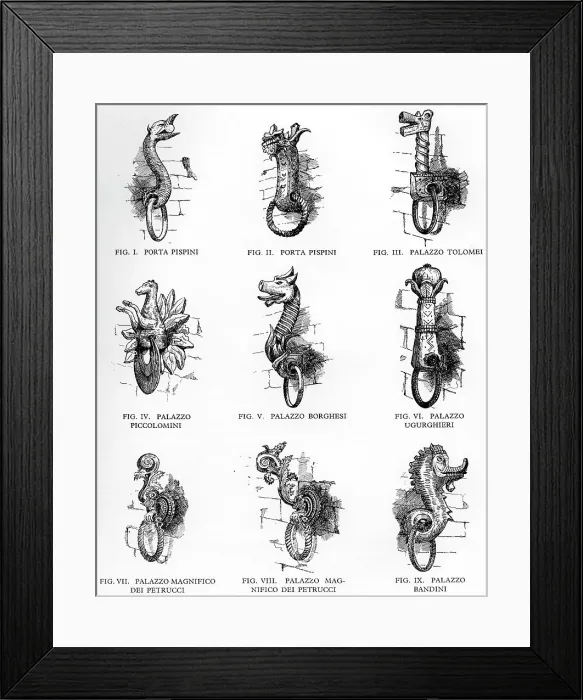 Framed Print : Sienese tethering rings, 1926 Framed Print : Sienese tethering rings, 1926