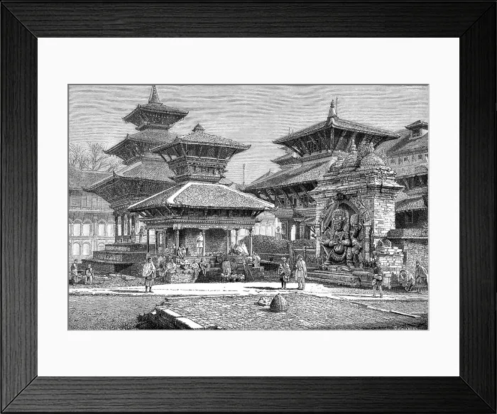 Framed Print : Temples facing the Royal Place, Katmandu, Nepal, 1895 Framed Print : Temples facing the Royal Place, Katmandu, Nepal, 1895