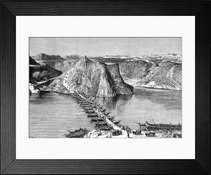 Framed Print : Bridge of boats over the Indus at Khushalgarh, Pakistan, 1895 Framed Print : Bridge of boats over the Indus at Khushalgarh, Pakistan, 1895