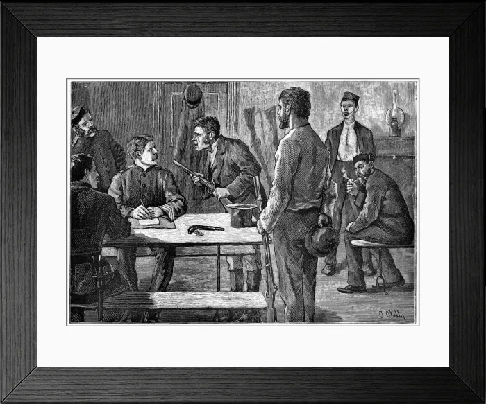 Framed Print : Surrendering arms in a proclaimed district, Ireland. Artist: O Kelly Framed Print : Surrendering arms in a proclaimed district, Ireland. Artist: O Kelly