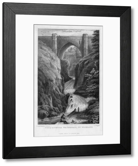 Framed Print : Poul a Phuca Waterfall, County Wicklow, 1829. Artist: J Rogers Framed Print : Poul a Phuca Waterfall, County Wicklow, 1829. Artist: J Rogers