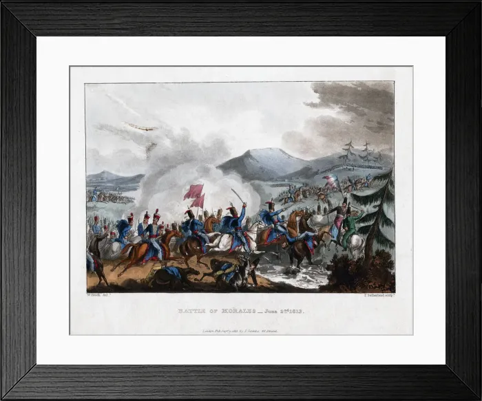 Framed Print : Battle of Morales, 1813 (1815). Artist: Thomas Sutherland Framed Print : Battle of Morales, 1813 (1815). Artist: Thomas Sutherland