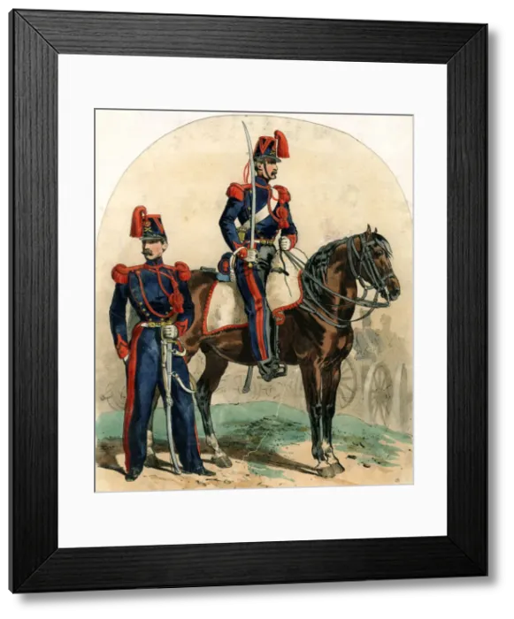 Framed Print : French artillery uniforms, 19th century Framed Print : French artillery uniforms, 19th century