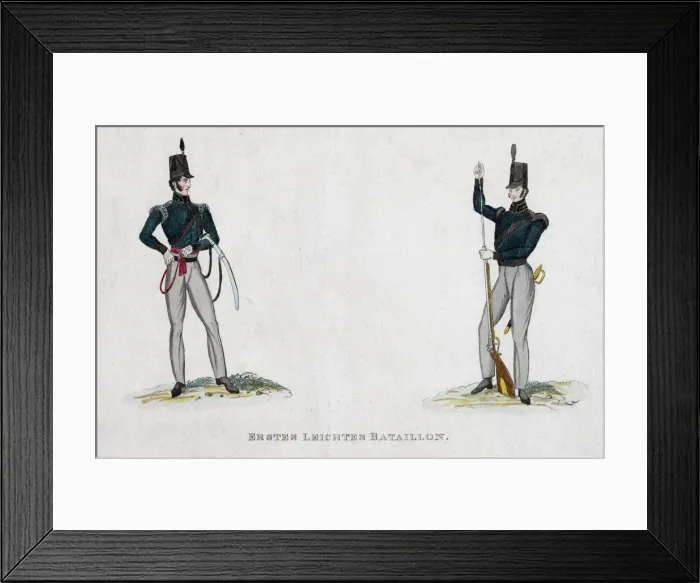 Framed Print : German soldiers from the Waterloo period, 19th century Framed Print : German soldiers from the Waterloo period, 19th century