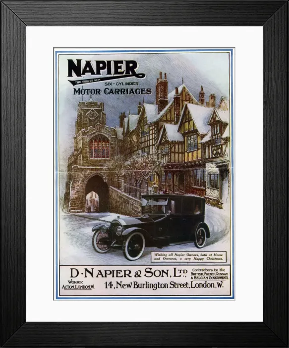 Framed Print : Napier, six cylinder motor carriages, 1917 Framed Print : Napier, six cylinder motor carriages, 1917