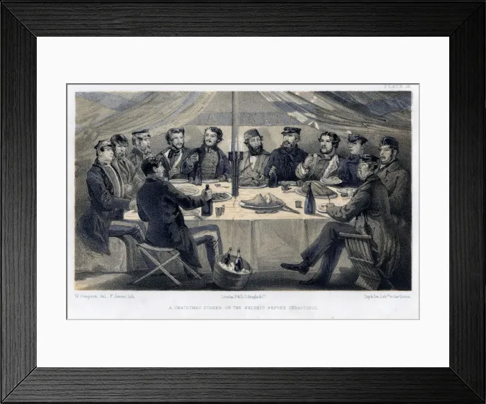 Framed Print : A christmas dinner on the hights before Sebastopol, c1850. Artist: William Simpson Framed Print : A christmas dinner on the hights before Sebastopol, c1850. Artist: William Simpson