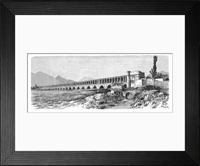 Framed Print : The bridge across the Zendeh-Rud, Isfahan, Iran, 1895 Framed Print : The bridge across the Zendeh-Rud, Isfahan, Iran, 1895