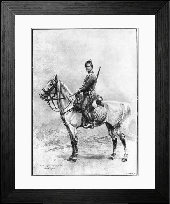 Framed Print : A chasseur of the guard, Russia, 1892. Artist: Jean Baptiste Edouard Detaille Framed Print : A chasseur of the guard, Russia, 1892. Artist: Jean Baptiste Edouard Detaille